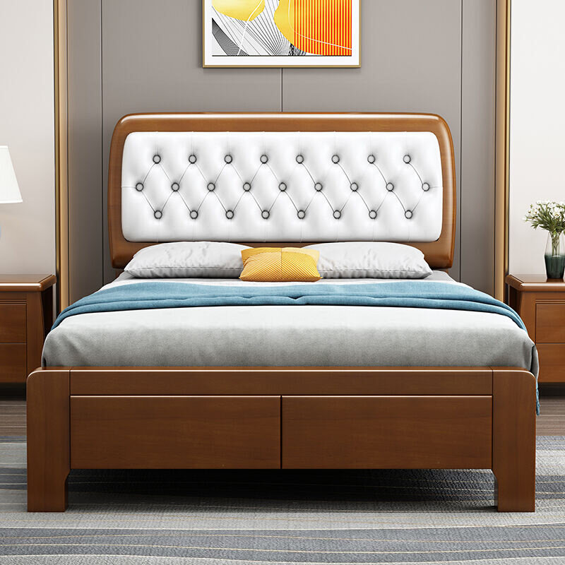 简写床儿童床实木单人床1.2米软包小学生1米青少年床头靠垫