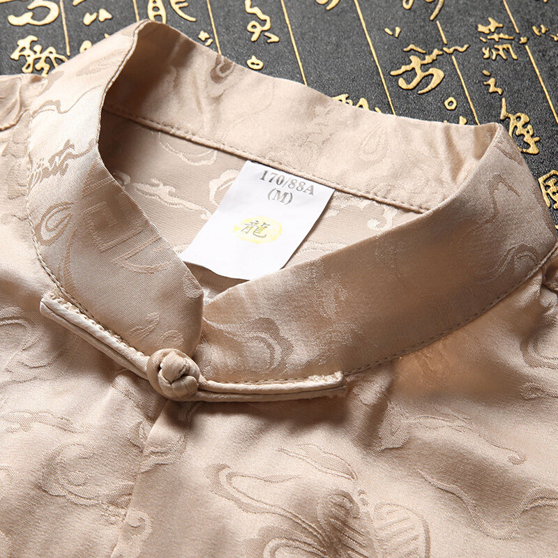 真丝丝绸爷爷唐装长袖中国国风桑蚕蚕丝中老年人唐装