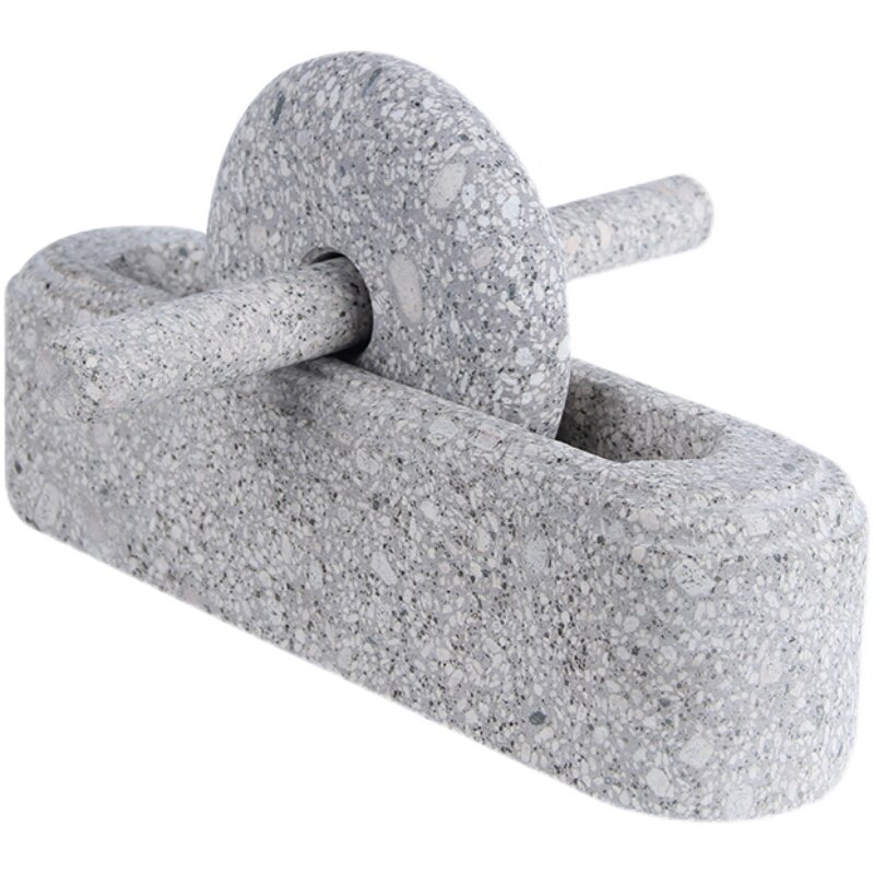 天然麦饭石碾子家用手推槽臼药碾粉碎老式研磨剥蒜器