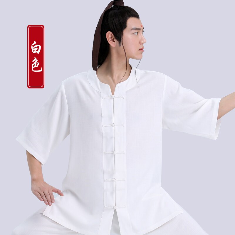 特价断码清仓太极服女夏季短袖套装中式棉麻太极服
