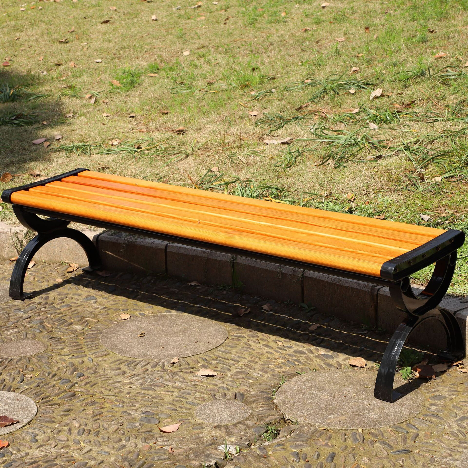 公园户外休闲实木长椅椅子塑木公共座椅铁艺排椅系列