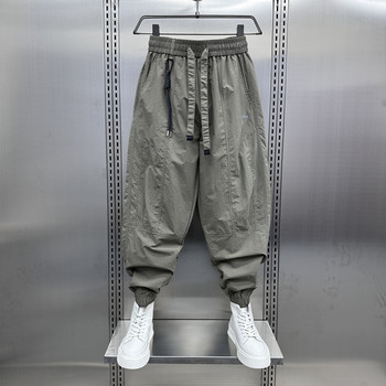 American Handsome Pants Men's 2024 Summer Trendy Loose Footwear Sports Pants Youth Spliced ​​​Casual Harem Pants