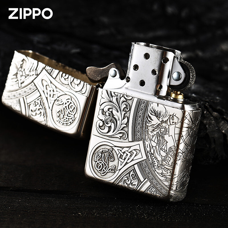 正品zippo打火机官方盔甲纯银天启四骑士正版收藏zippo