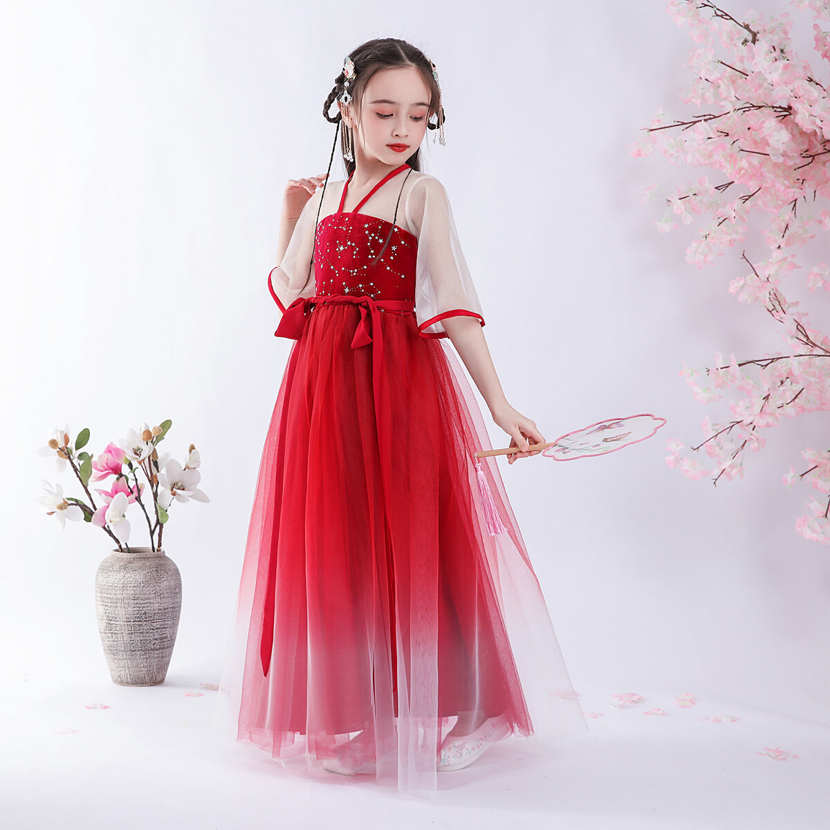 儿童汉服女童女宝宝春秋款中国风古装唐装童装儿童礼服