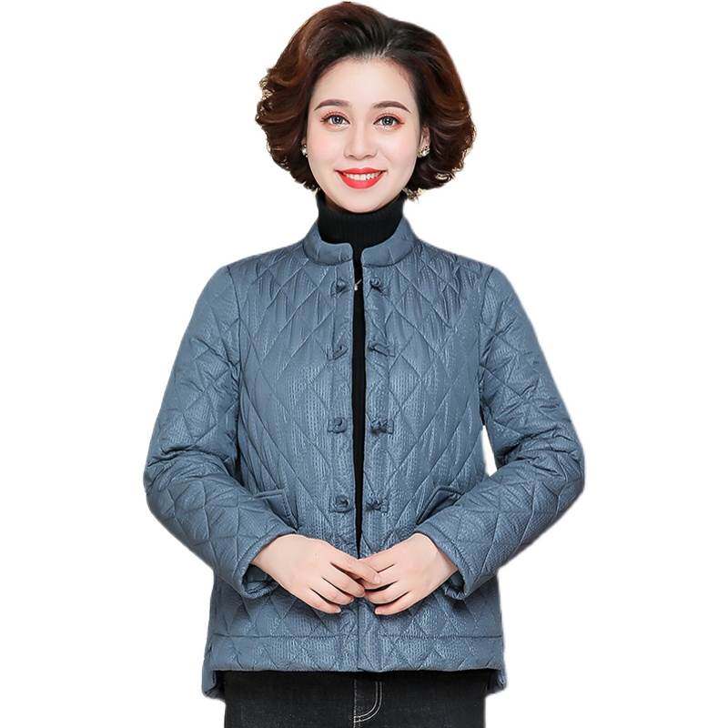 洋气妈妈短款轻薄棉袄外套中老年女装冬装棉衣保暖老年人羽绒棉服