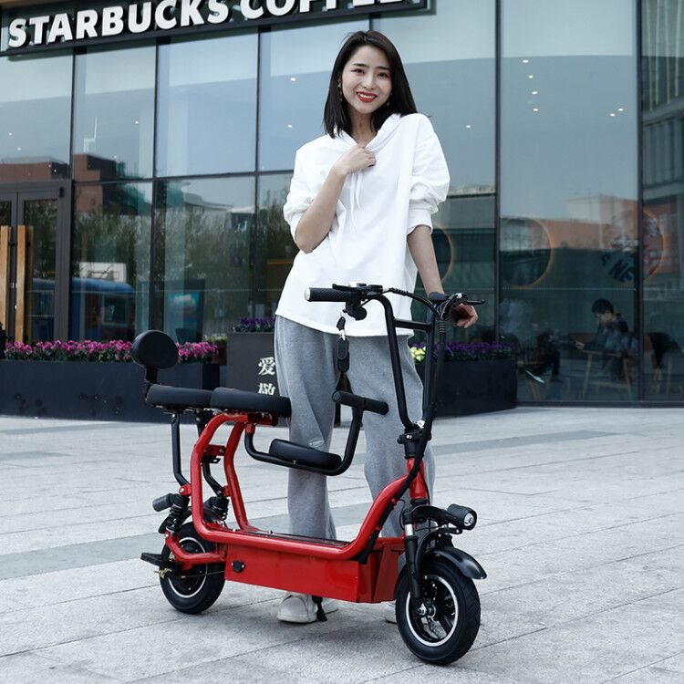 迷你小型成人锂电池电瓶车双人母子滑板车折叠亲子电动滑板车