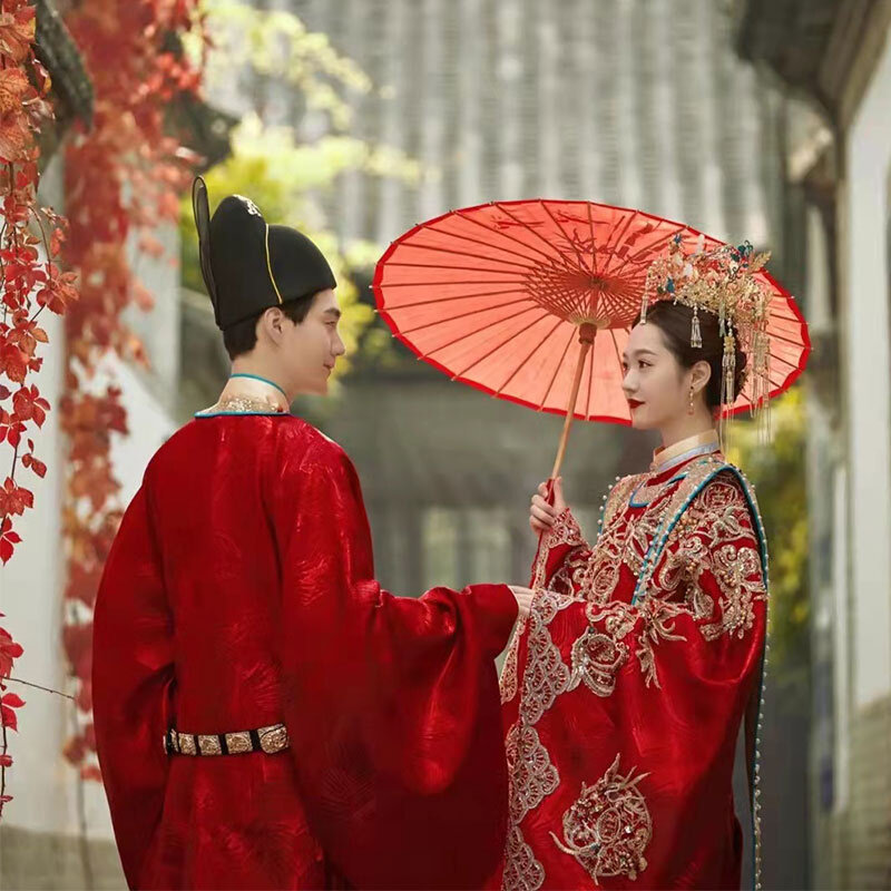 明制汉服婚服新款凤冠霞披中国风中式新娘花嫁衣大婚情侣套装男女