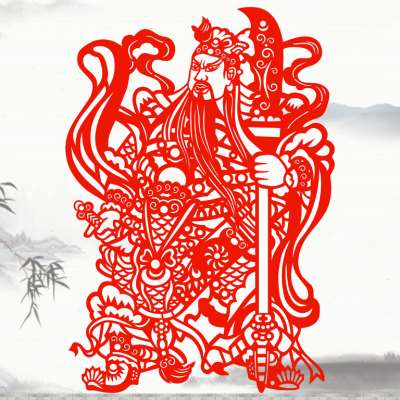 门神剪纸窗花大门贴纸植绒绒布秦叔宝尉迟张飞喜字