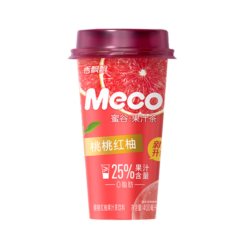 香飘飘meco蜜谷果汁茶桃桃红柚400ml*6杯青柠果汁饮品茶饮料-mc母婴网