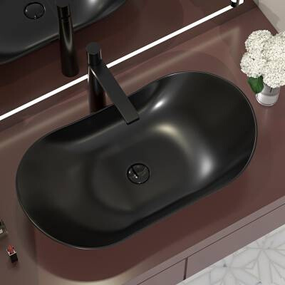 卡罗纳哑光黑色台上陶瓷洗漱卫生间浴室洗手洗手盆台上盆