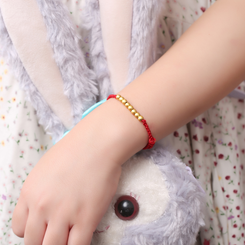 普陀山红绳黄金手链婴儿本命年转运珠儿儿童宝宝手链