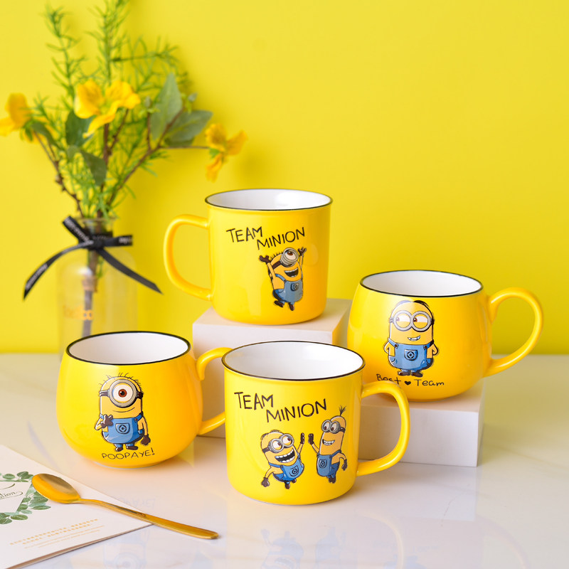 网红小黄人表情水杯创意陶瓷杯马克杯可爱牛奶杯卡通超萌咖啡杯