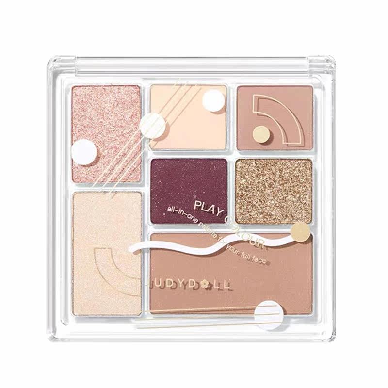 juduo彩妆新款2022小众四色七色橘朵七巧板大地眼影