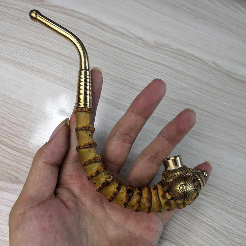 贵州竹子烟杆弯式15cm旱烟烟斗竹节弯烟老式烟斗