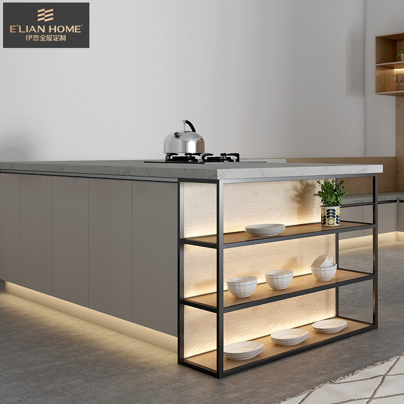 伊恋全屋定制开放式厨房整体橱柜灶台定做一字字型家用整体厨柜