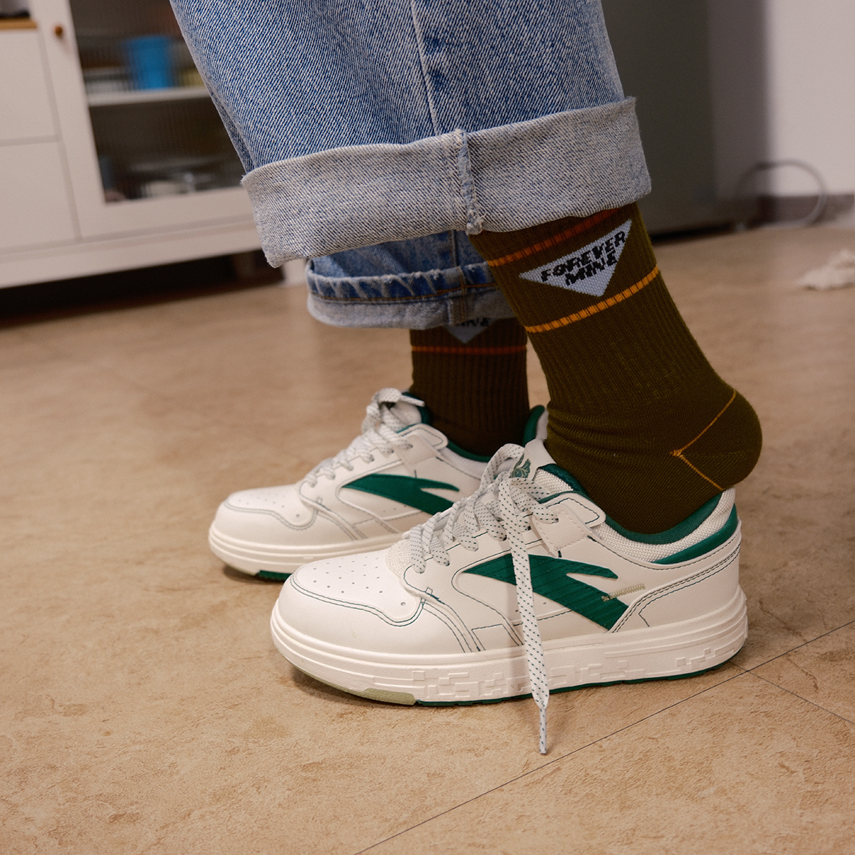 blanka冬日混色短袜retro运动风拼色运动鞋百搭棉袜中筒袜