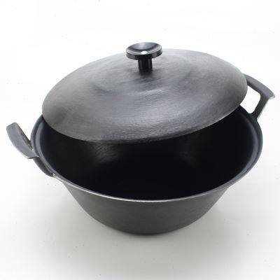 老式双耳加厚加深型生铁铸铁铁锅炖锅平底煲汤炖锅