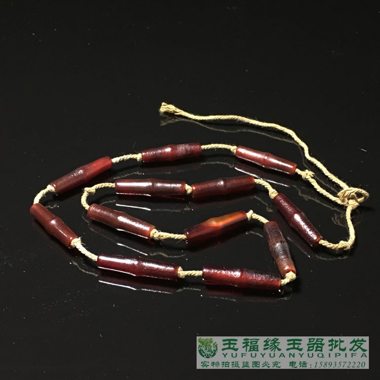 玛瑙辽金管珠手串唐手链西亚竹节酒红唐八项链手链