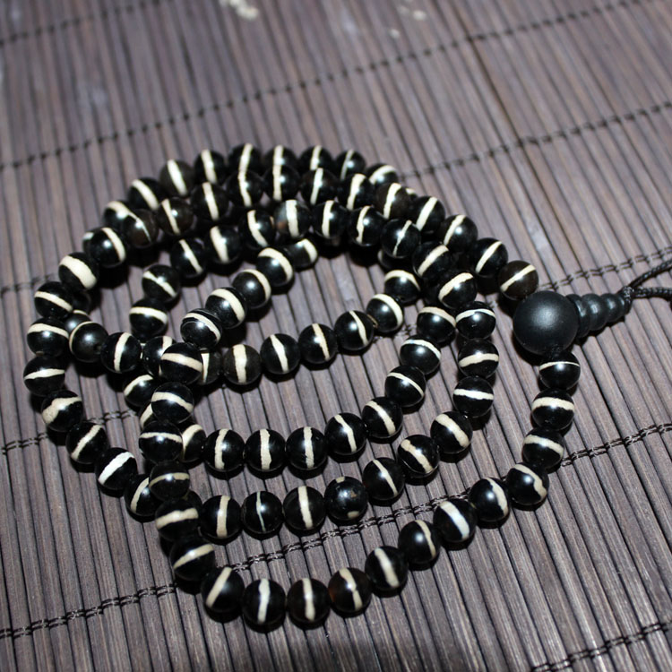 一线药师珠天珠6mm108颗圆珠天然玛瑙黑白手链男女士手串包邮 - 玉