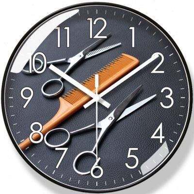 挂钟理发店墙上装饰创意个性时钟挂墙时尚时尚美美女挂钟