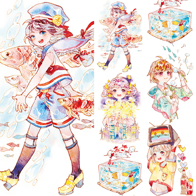 胶带手帐分装卡通卡通人人物少女手账带离型diy胶带