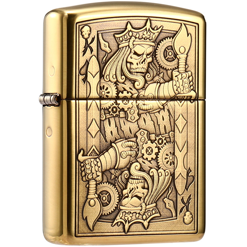 原装正品zippo正版打火机防风煤油纯铜盔甲浮雕zippo
