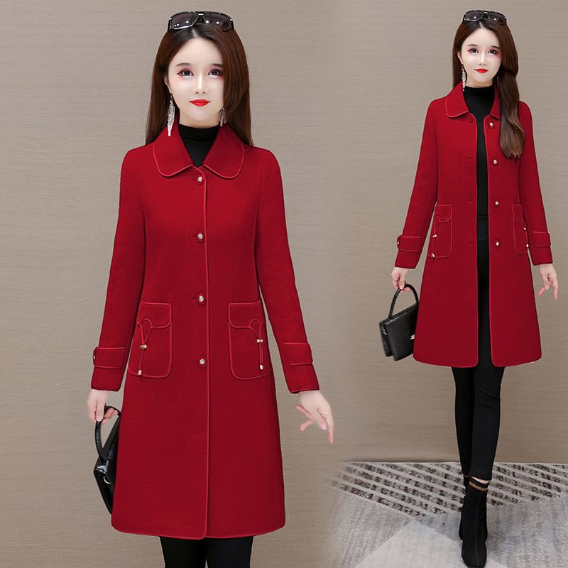 时尚中长款金貂绒外套女2022新款女装黄金貂绒加厚修身女士大衣冬