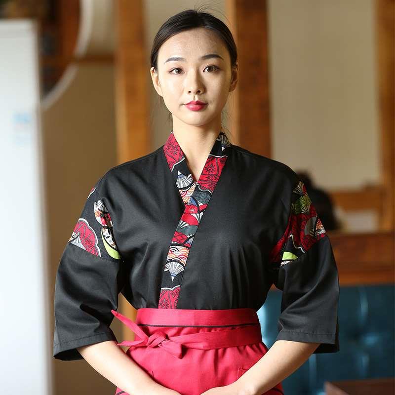新款定制日式料理服寿司和服日韩工作服装厨师服装餐厅服务员刺绣