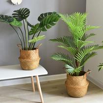 Nordic vines choreography woven flower basket Bamboo Woven Green Planting Potted Plant Floor Woven Basket Plant Flower Pot
