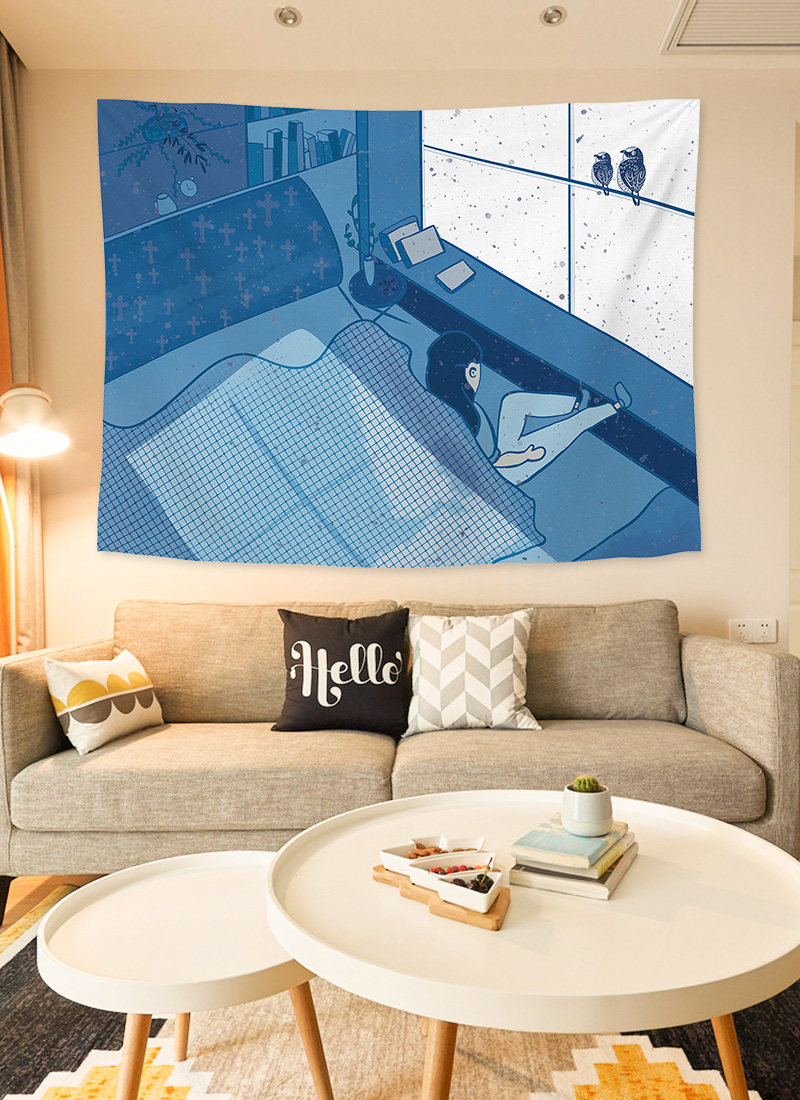 背景ins挂布卡通动漫挂毯宿舍卧室床头装饰布挂毯