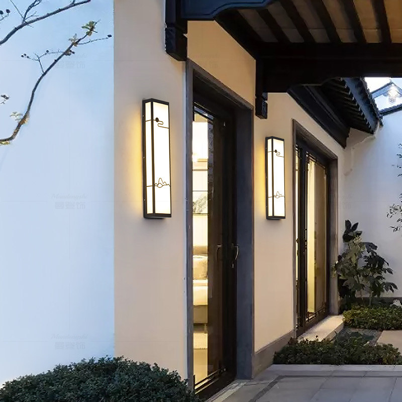 新中式大门口柱子围墙室外简约庭院灯外墙院子别墅户外壁灯