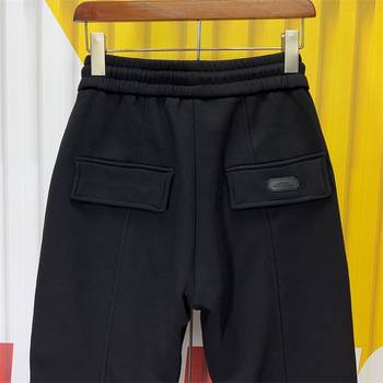 2023 ລະດູໃບໄມ້ຫຼົ່ນ ແລະ ລະດູໜາວ 2023 ໂສ້ງຂາຍາວ Velvet Thickened Pants Casual Pants ຂອງ Korean Style Loose Harem Sweatpants Black All-Matched Foot Pants
