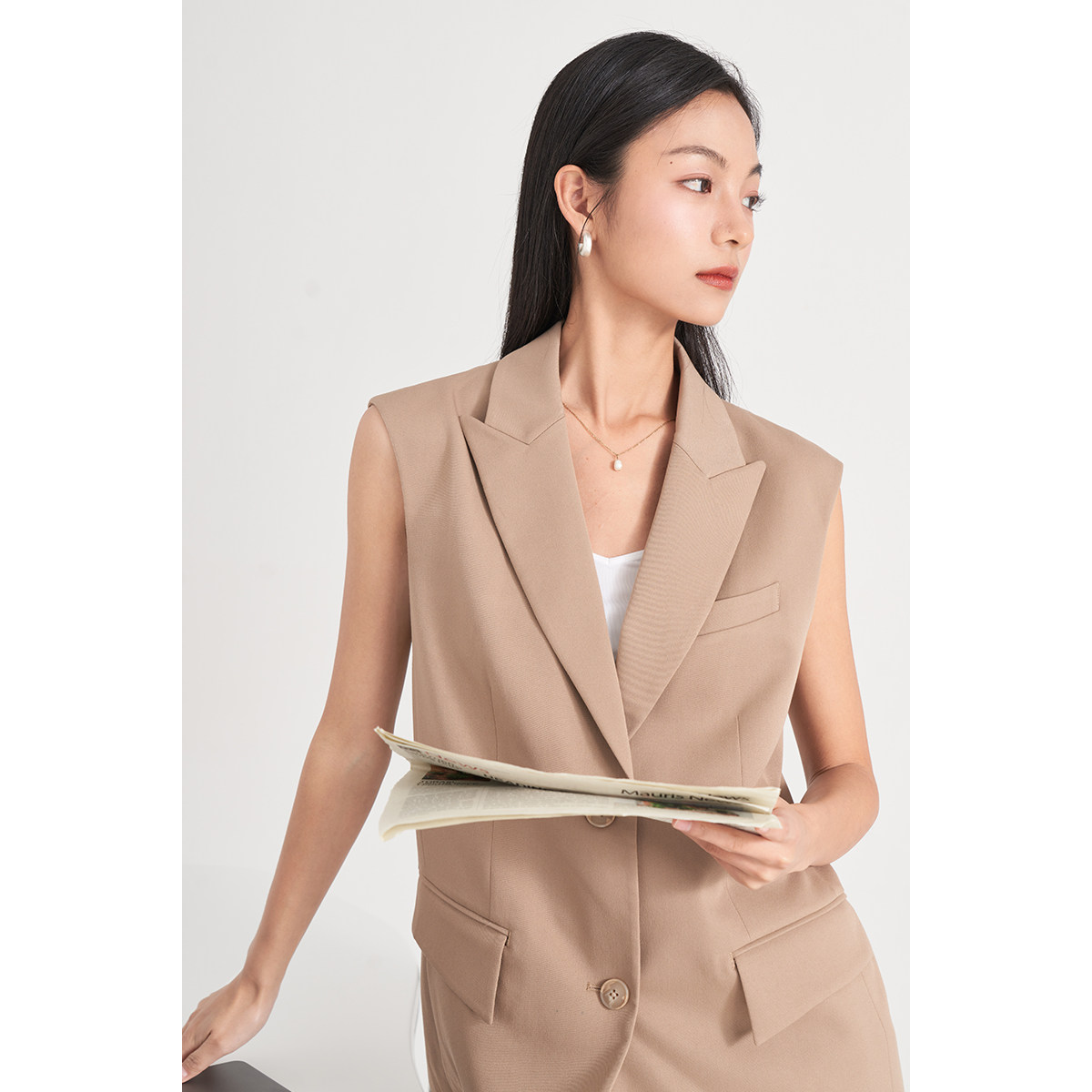 商场同款茵曼通勤无袖马甲女士2022夏季新款马夹