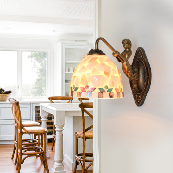 地中海贝壳镜前灯欧美美式壁灯创意简约卫生间过道壁灯