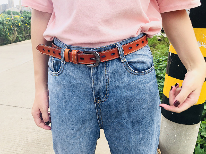 真皮女士皮带简约百搭韩国装饰牛仔裤腰带女休闲韩版学生针扣腰带
