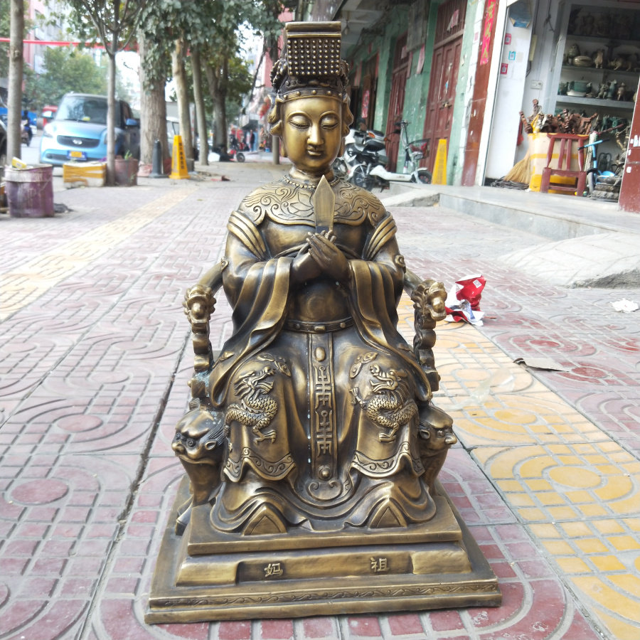 妈祖娘娘铜像摆件纯铜海神坐像60公分大号海上摆件