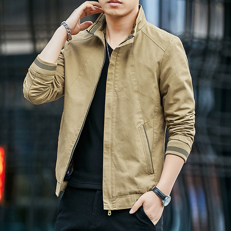纯棉男士外套成熟稳重2022春季新款秋冬宽松中年加绒休闲牛仔夹克