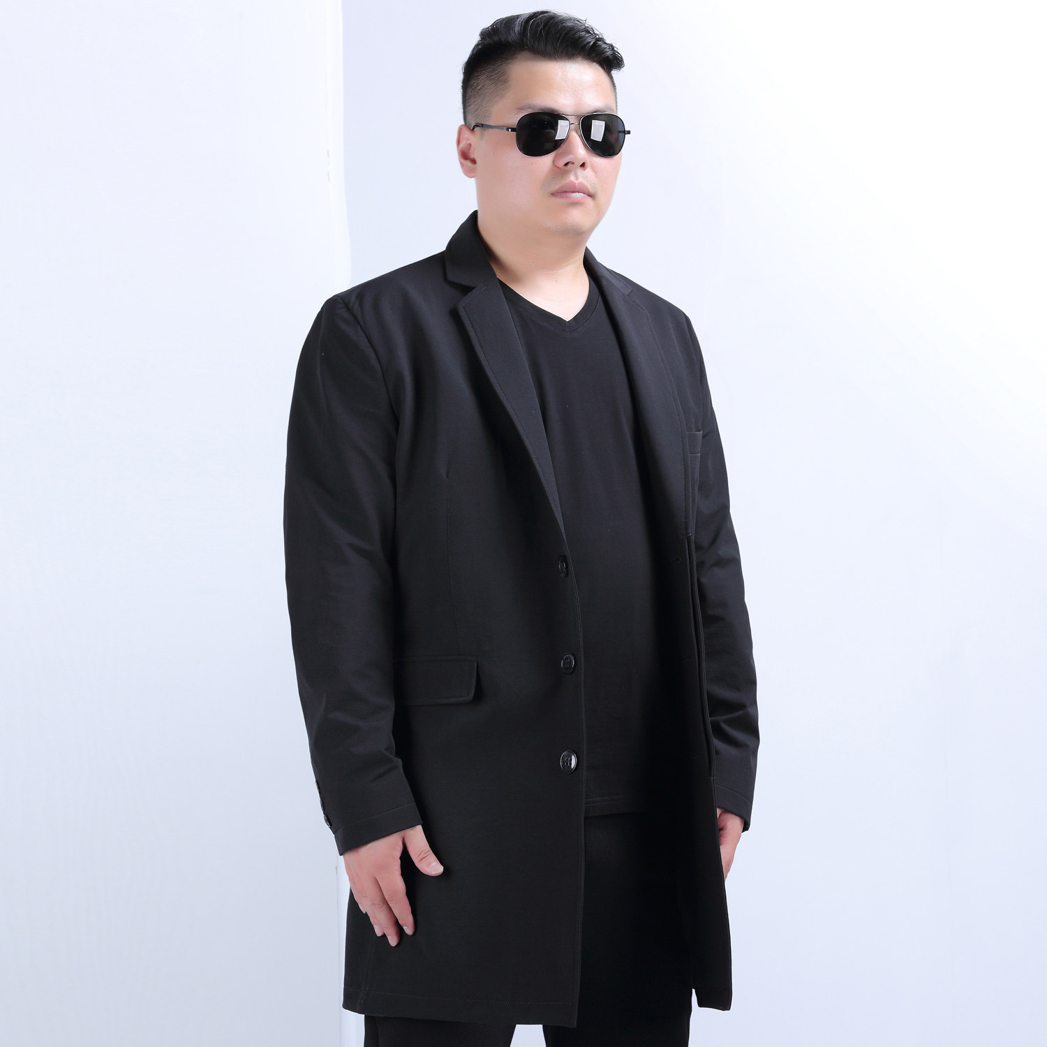 eamax大码男装 春秋中长款加肥佬特大码男士西服胖单西装外套x751