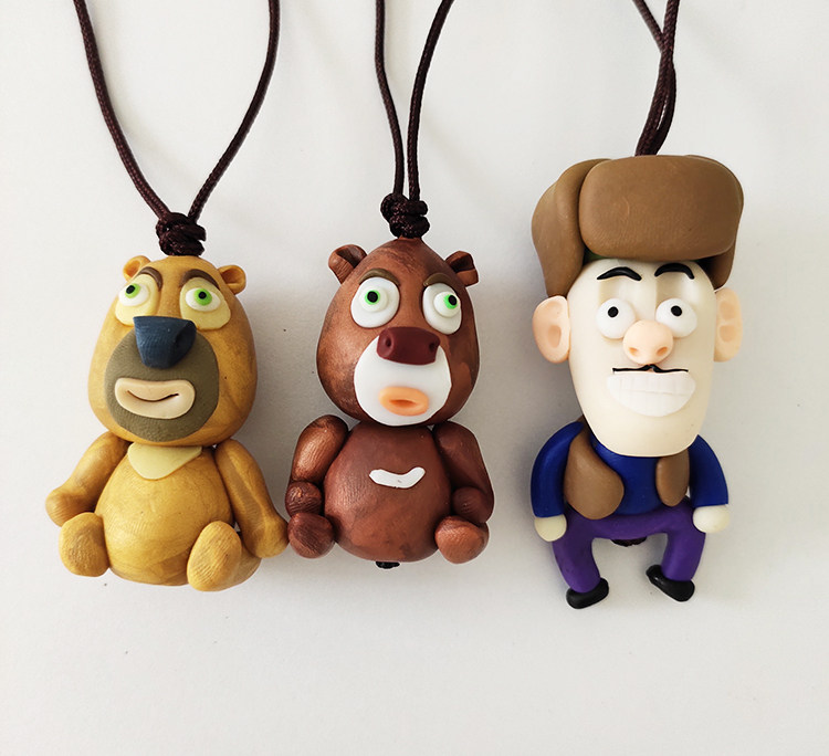 手工泥人挂件软陶卡通动物包包过家家动漫玩偶包挂件