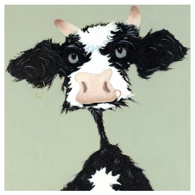 现代简约手绘油画动物奶牛餐厅书房卧室床头装饰画油画