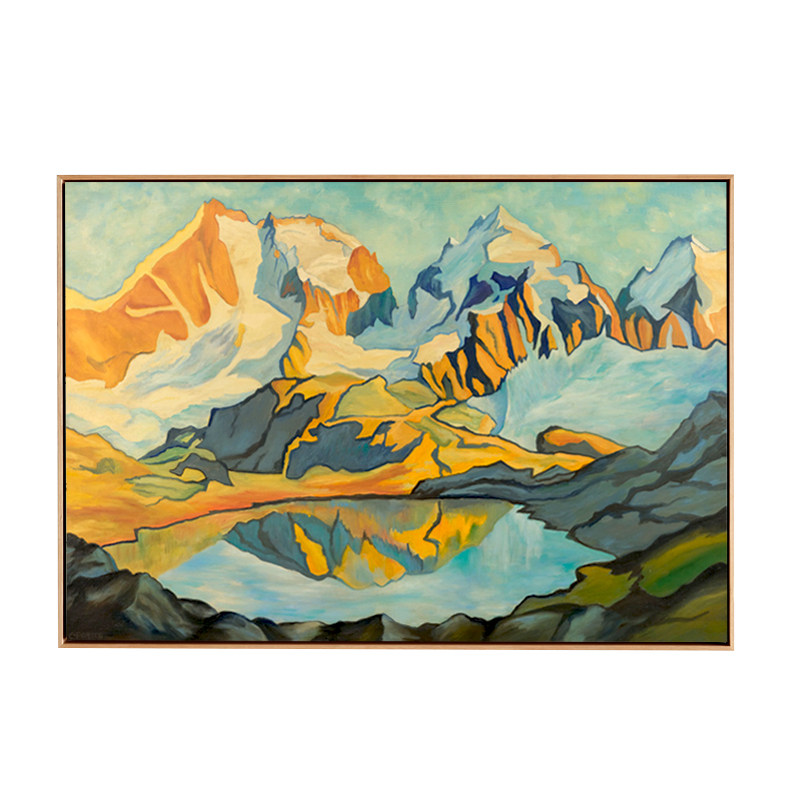 聚宝盆抽象风景油画手绘客厅装饰画玄关卧室现代简约油画