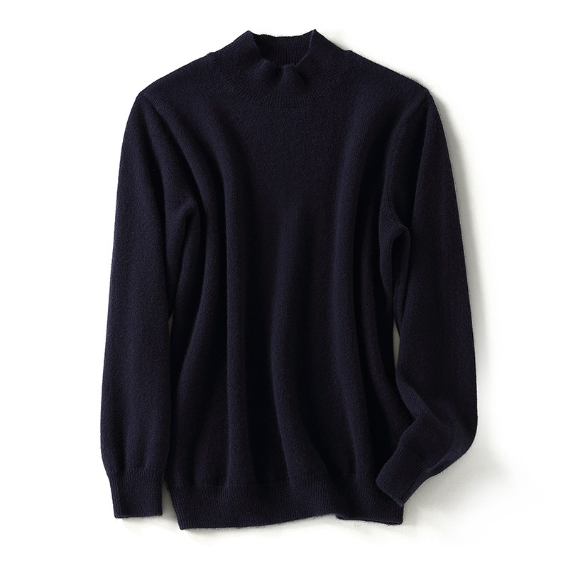 100%山羊绒衫男士半高领加厚打底衫产自鄂尔多斯市毛衣加厚冬保暖