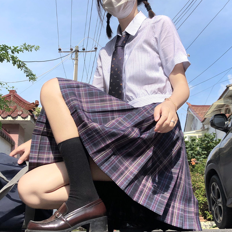 jk制服绝美紫色格裙夜宴现货jk未来辣妹jk