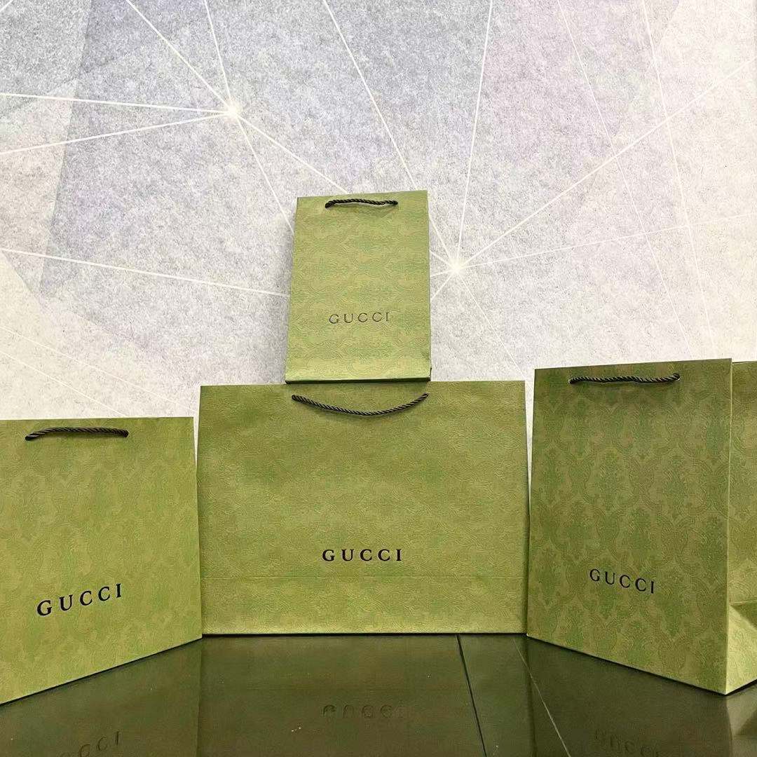 新款绿色gucci古奇酷奇纸袋香水水袋口红包包礼品袋