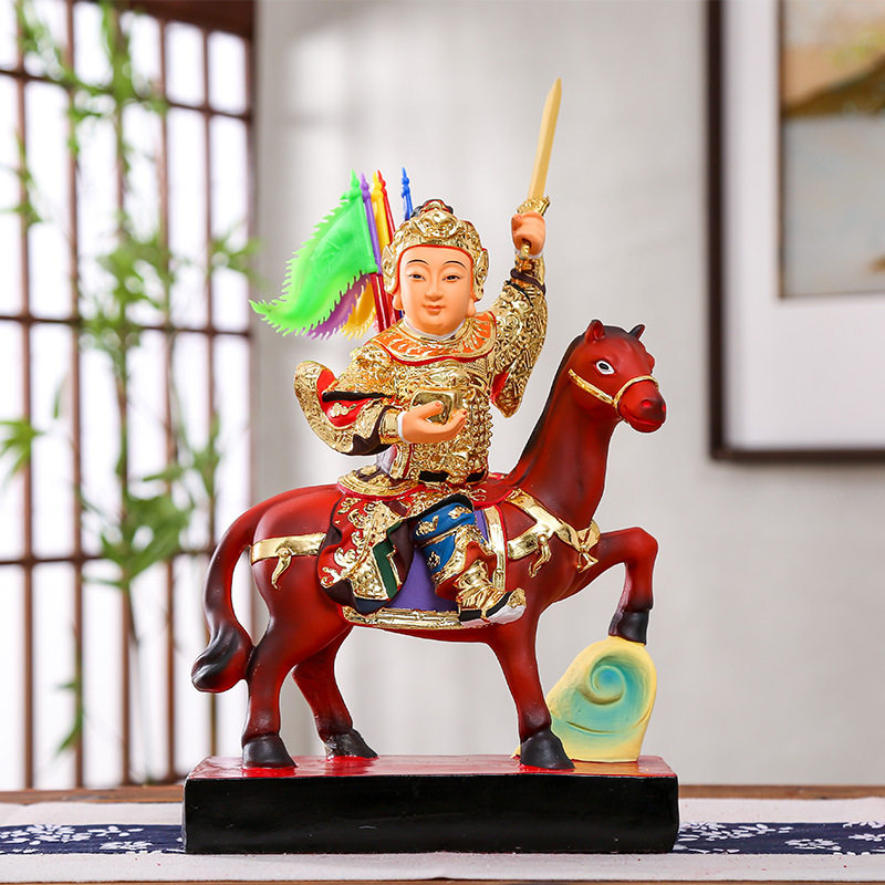 抖音新款报马仙像黄小跑小跑骑马将军摆件