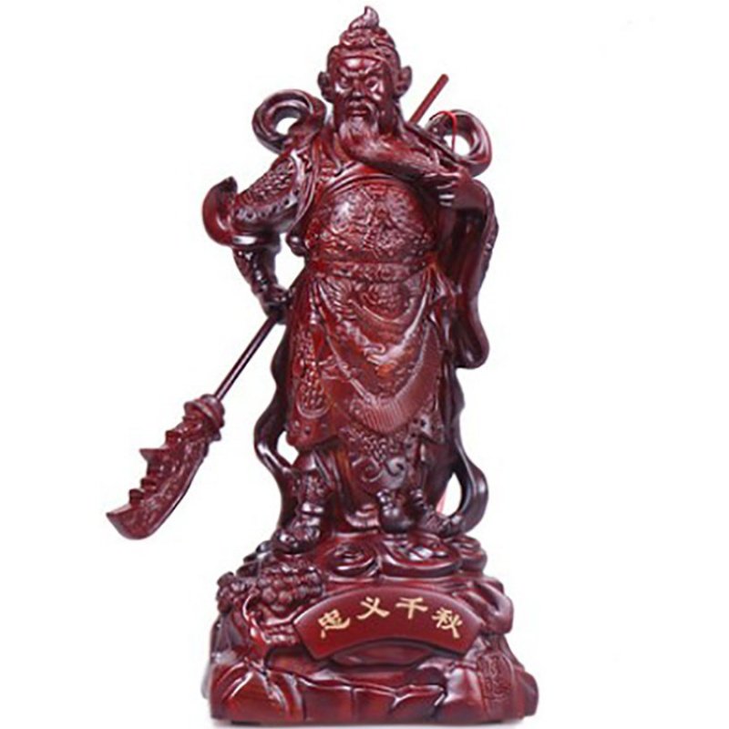 抖音新款忠义千秋关公摆件仿真木雕关羽武财神摆件