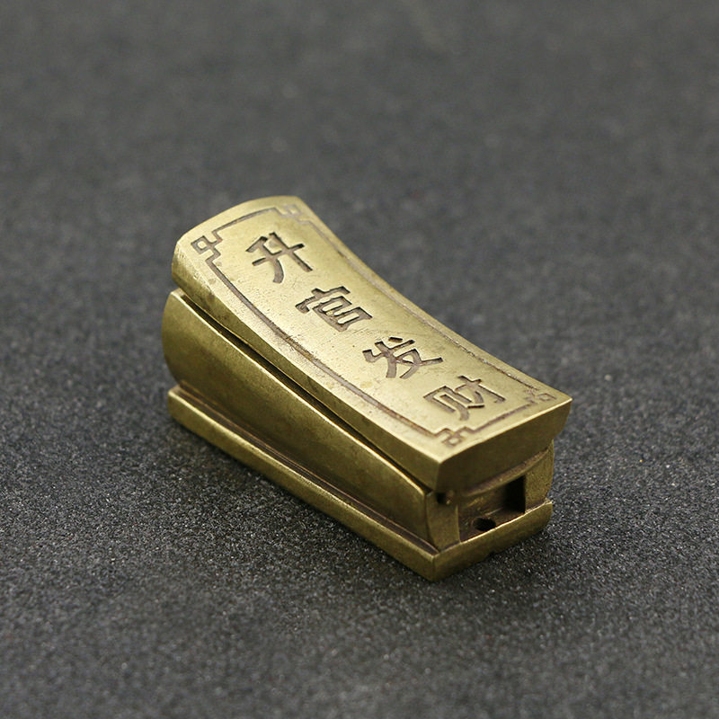 抖音新款手工纯铜摆件工艺品雕刻升官发财黄铜小棺材摆件迷你手把