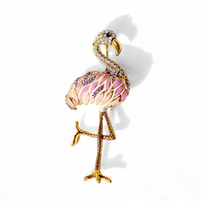 抖音新款仿真珐琅火烈鸟鸵鸟胸针胸花别针外套胸针