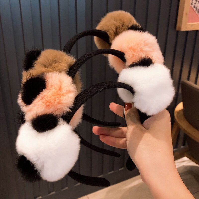 抖音新款可爱毛绒发箍女韩国超萌ins小熊猫发卡发饰