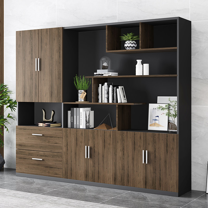 文件柜木质收纳简约储物柜资料老板办公室背景定制文件柜